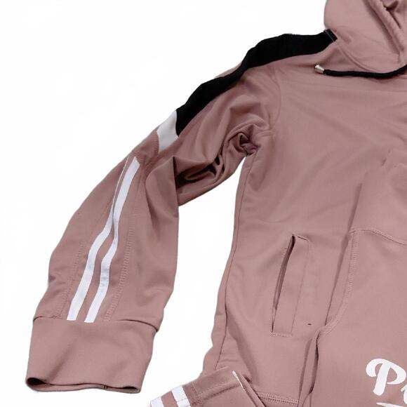 PINK Victoria's Secret Mauve Pink & Black Track Jogger Set, Zipper doesnt work.. - Picture 7 of 12